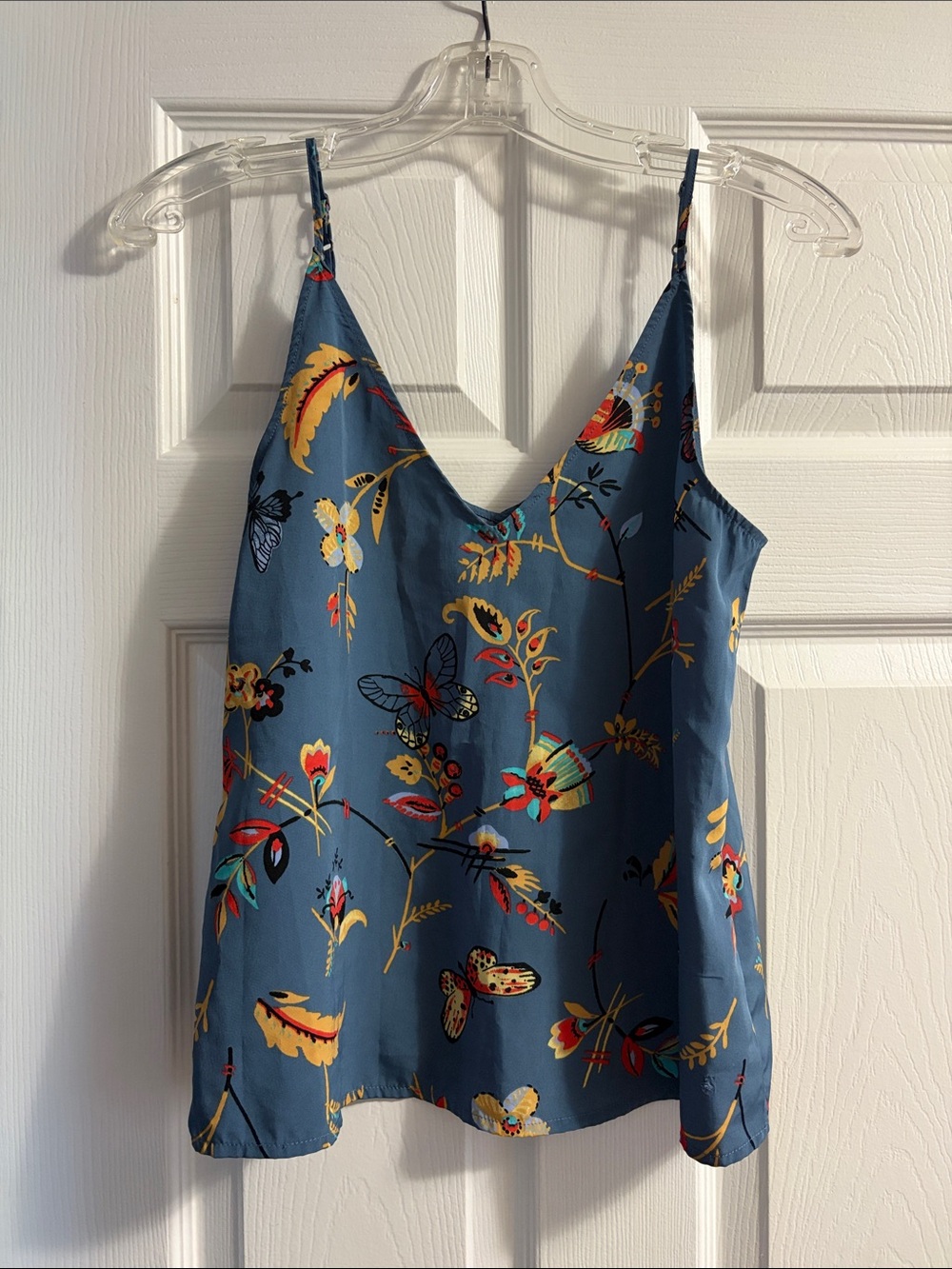 Abercrombie & Fitch Blue Floral Butterfly V-Neck Cami